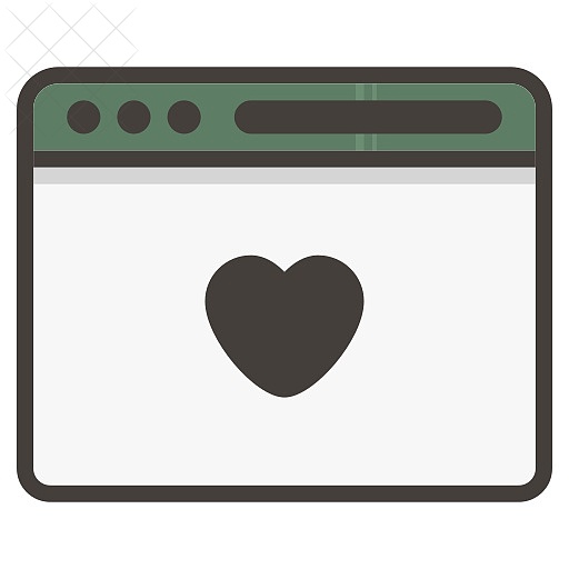 Webdesign, browser, heart, popular, window icon.