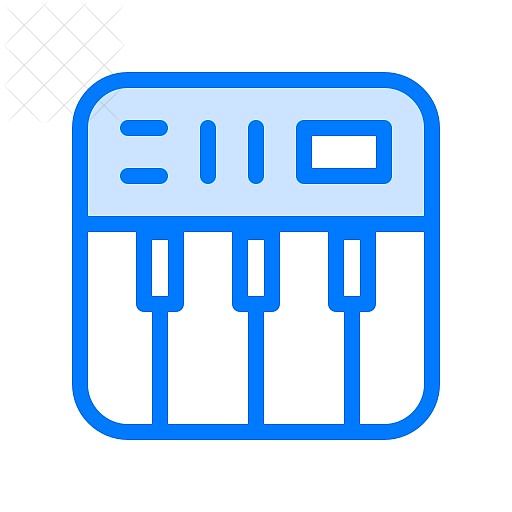 Electronic, musical instrument, organ, piano, synthesizer icon.