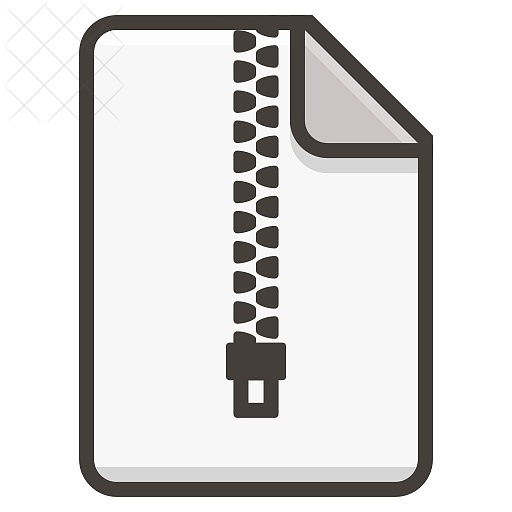 Document, archive, file, zip icon.