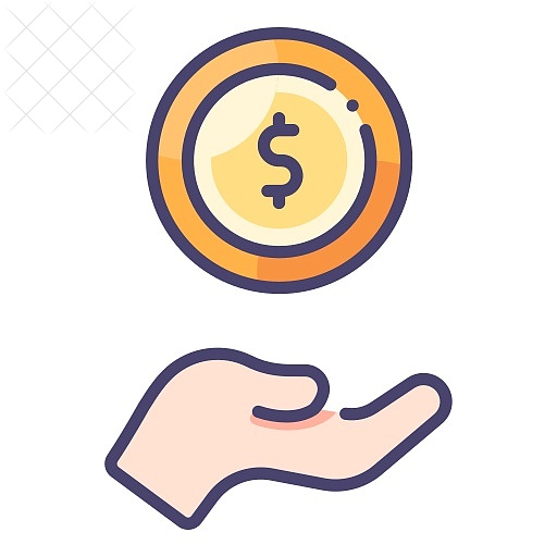 Cash, coin, currency, donation, finance icon.