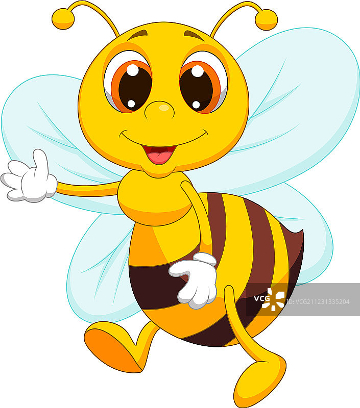 可爱的蜜蜂卡通挥手图片素材