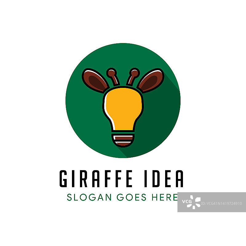 長頸鹿的想法標志設計模板上的圓形形狀的背景圖片素材