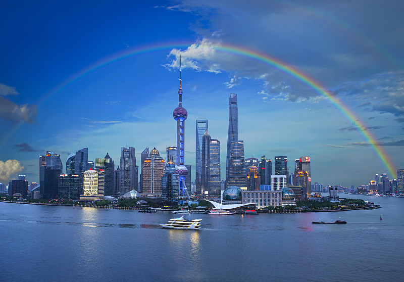 上海陸家嘴彩虹圖片素材
