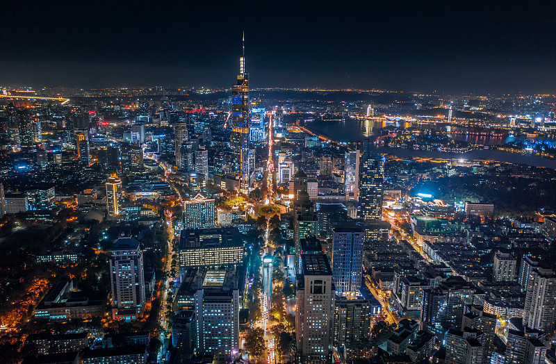 南京城區繁華夜景圖片素材
