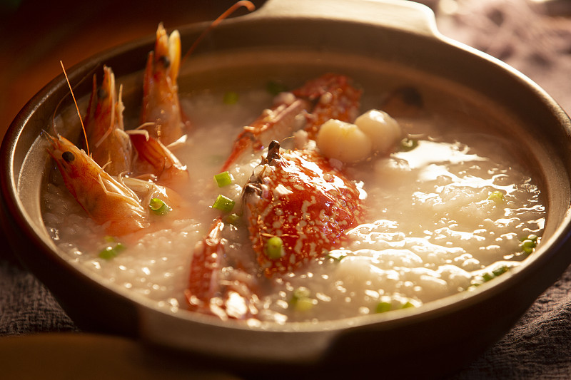 中華美食海鮮粥圖片素材