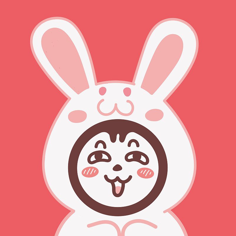 可愛卡通十二生肖IP設計兔子插畫，兔年新年春節節慶科普宣傳動物廣告插畫圖片