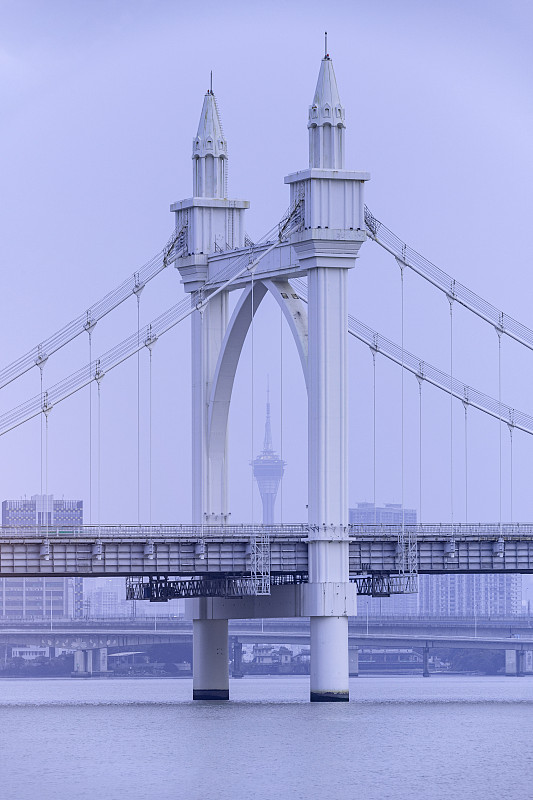 白石橋與澳門塔攝影圖片