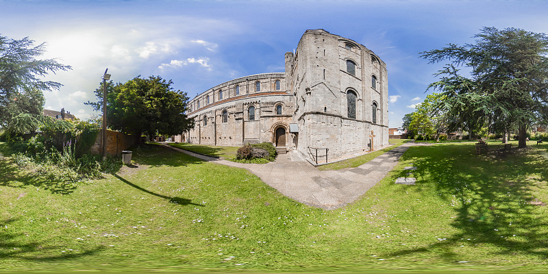 汉普郡罗姆西镇历史修道院360度全景图图片下载