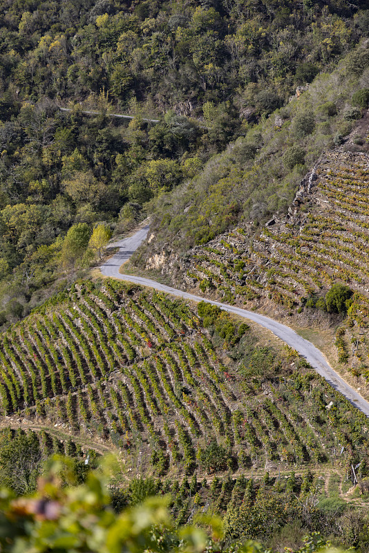 西里峽谷的景色，西班牙加利西亞Ribeira Sacra的鳥瞰圖。攝影圖片