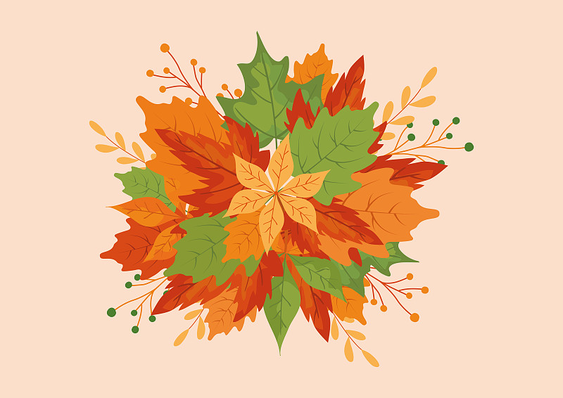 秋季落葉裝飾背景插畫圖片