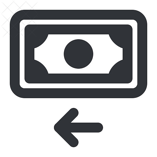 Arrow, cash, currency, money, payment icon.