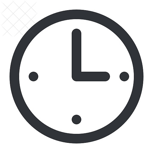 Clock, alarm, hour, time, watch icon.