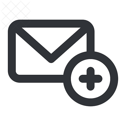 Email, envelope, letter, mail, add icon.
