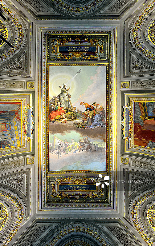 梵蒂冈博物馆天花板彩绘图，罗马，意大利图片素材
