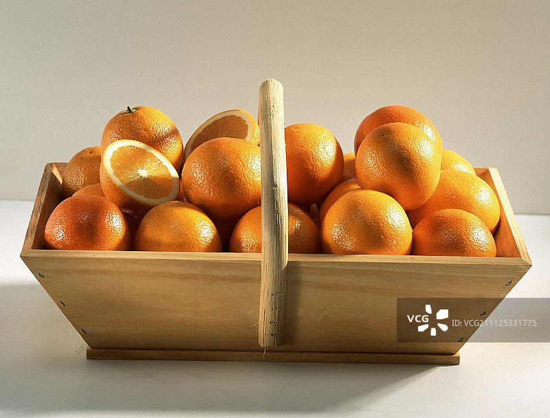 木篮子里的橘子图片素材