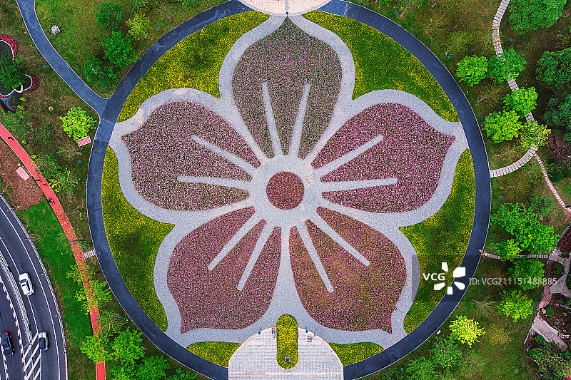 航拍二沙岛宏城公园花坛图片素材