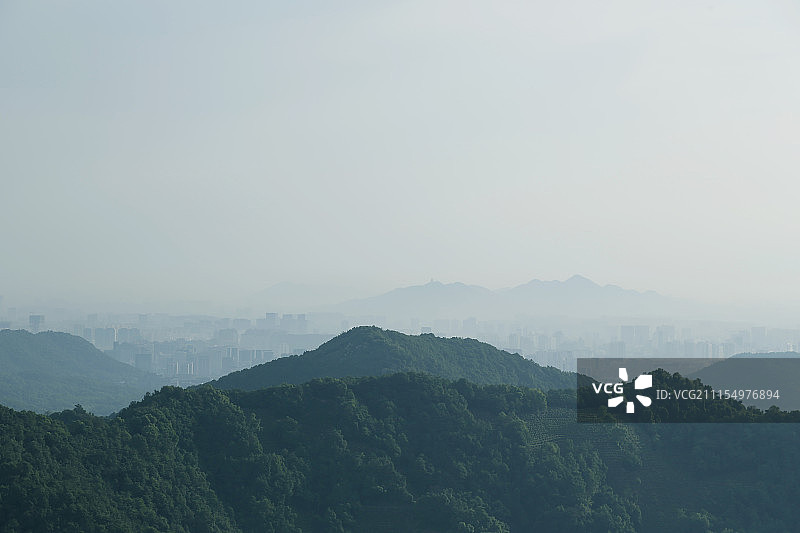 杭州青山环绕远眺图片素材
