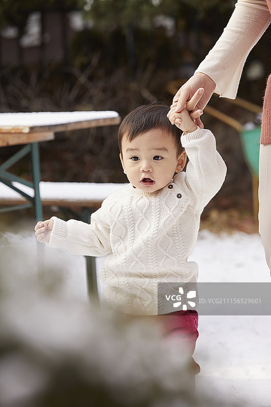 妈妈,儿子,宝贝,冬天,韩国人图片素材