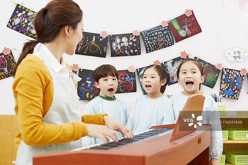 幼儿园,幼儿园,孩子,老师,韩国人图片素材