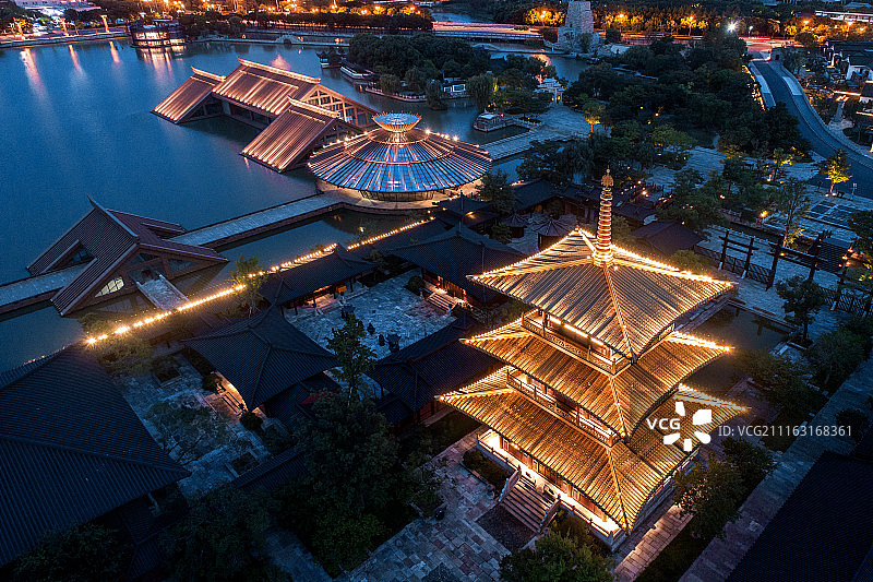 上海广富林遗址公园航拍图片素材