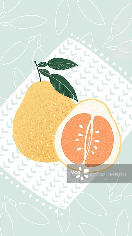 清新柚子插画壁纸图片素材
