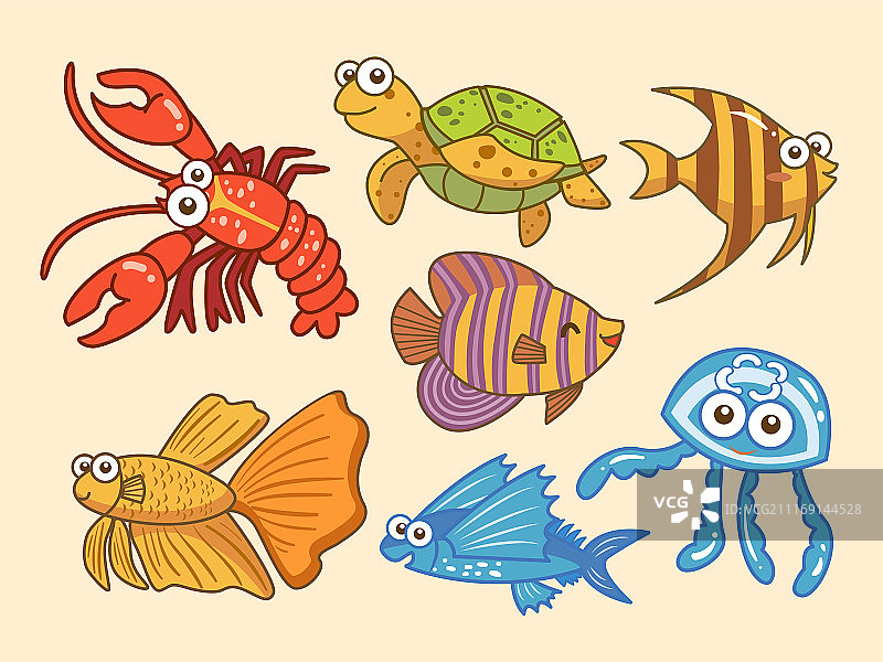 海洋生物卡通素材集合图片素材