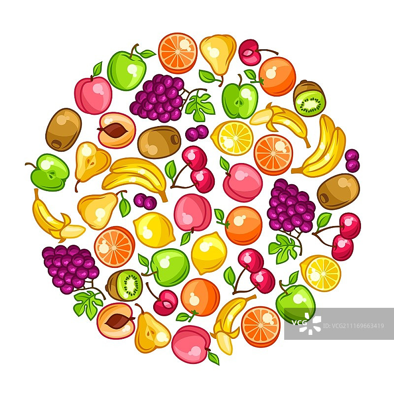 背景设计与程式化的新鲜成熟的水果。背景设计与程式化的新鲜成熟的水果图片素材