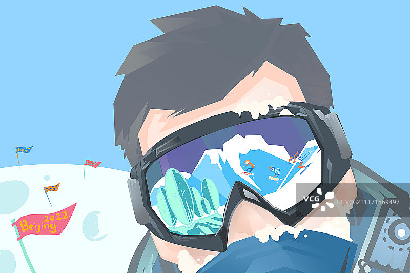 滑雪合成插画图片素材