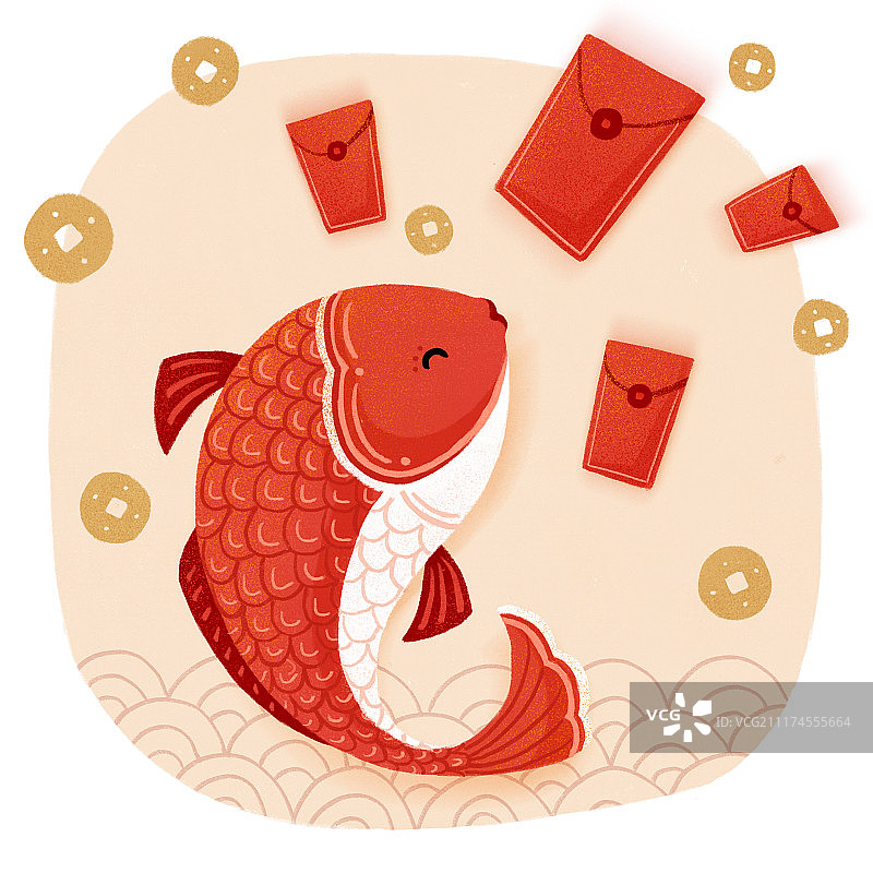 锦鲤鲤鱼插画图片素材