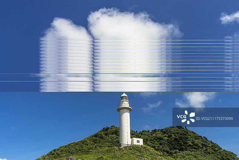 日本冲绳县八重山岛群中第二大岛石垣岛最西角上的羽崎灯塔图片素材