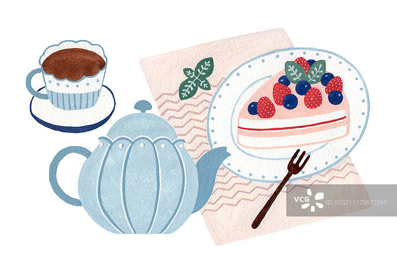 下午茶蛋糕甜品插画图片素材