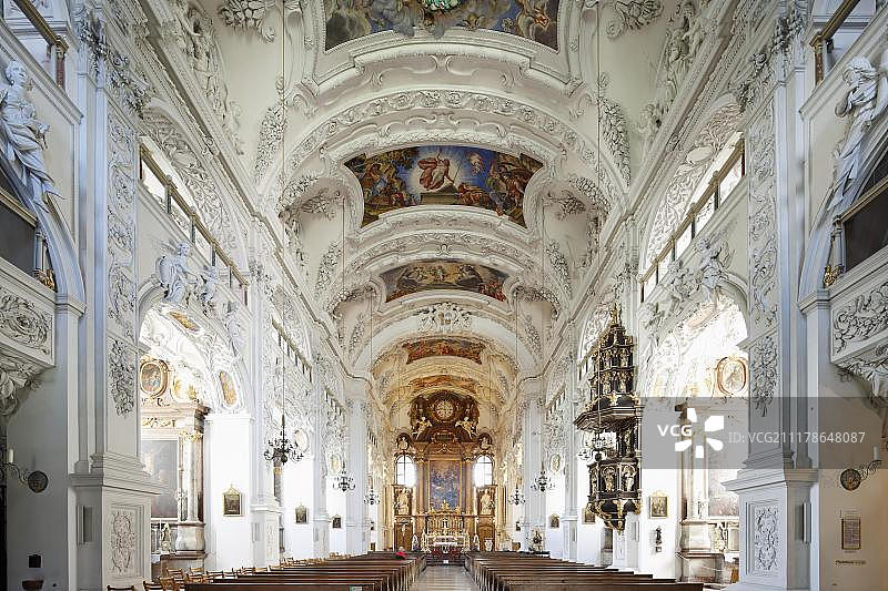 圣本尼迪克特修道院教堂，上巴伐利亚，巴伐利亚，德国，欧洲图片素材