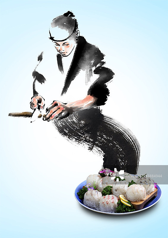 烹饪厨师插图与食物摄影图片素材