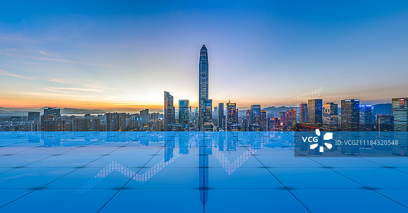 深圳城市天际线和科技概念图片素材