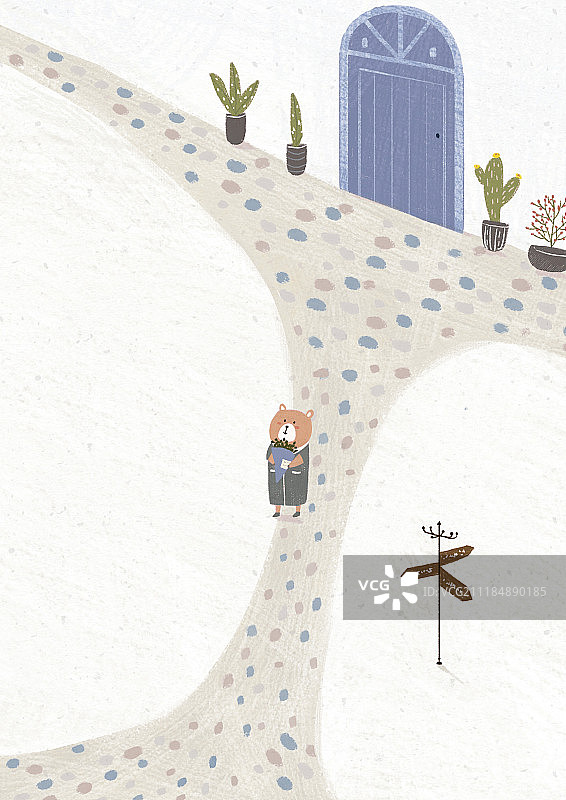 北欧风动物插画二十四节气图霜降图片素材