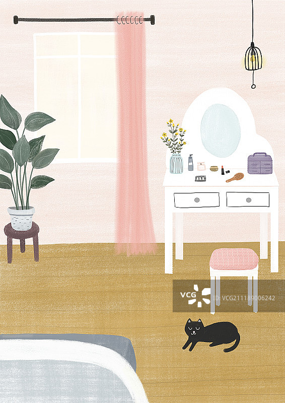 猫在家里系列插画图片素材