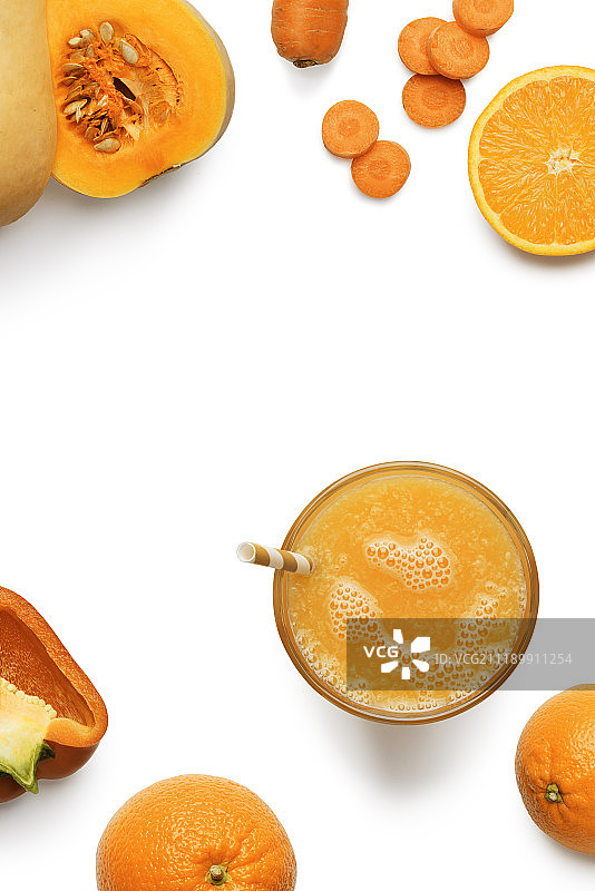 橘子蔬菜和水果奶昔图片素材