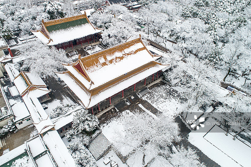 航拍 南京 朝天宫 雪后的大成殿和崇圣殿图片素材