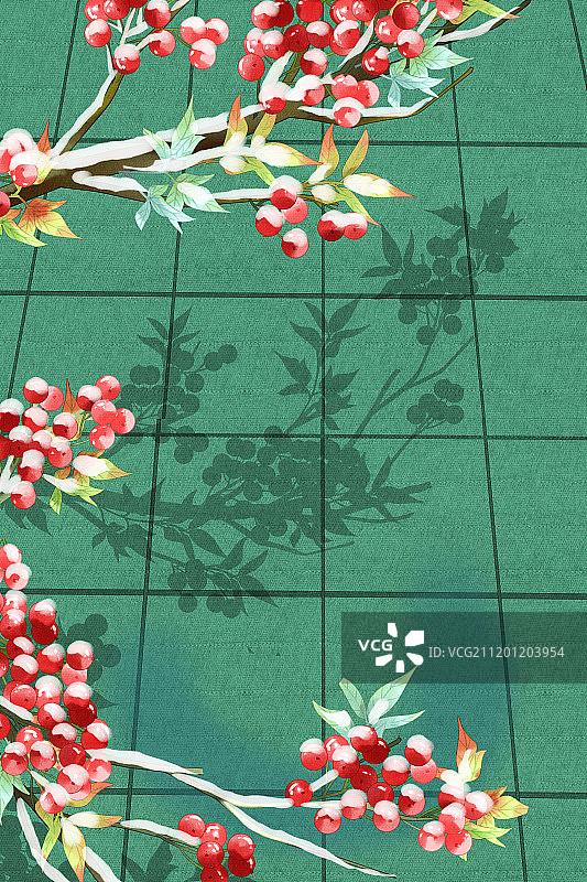 中国古典水彩风格浆果背景背景图片素材