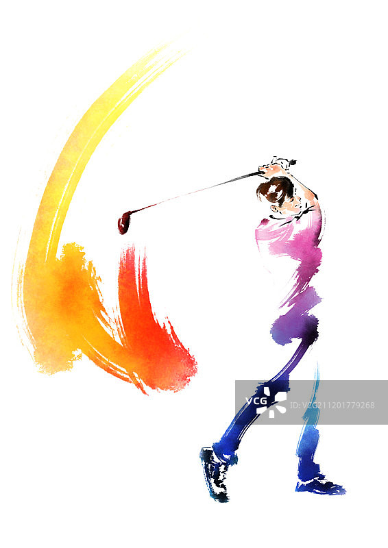 水彩插图的一个高尔夫球图片素材