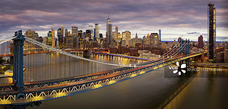布鲁克林大桥全景图图片素材