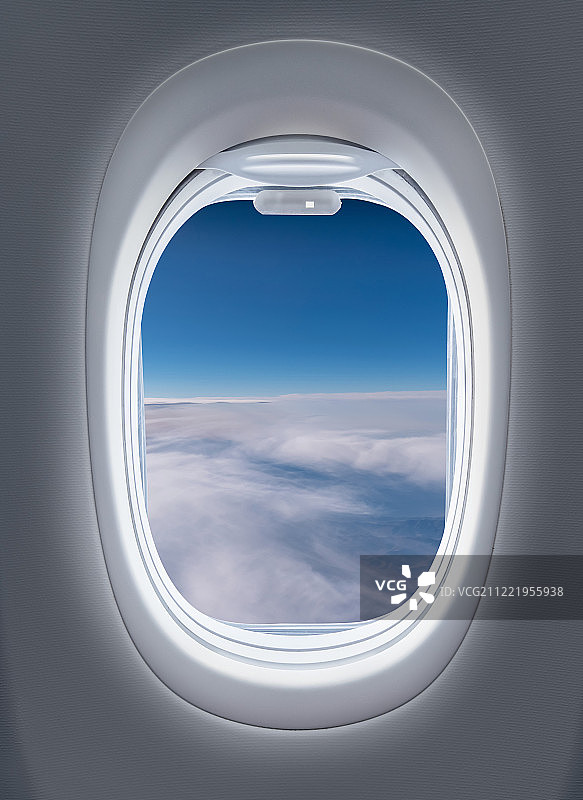 透过机舱的窗户看天空图片素材
