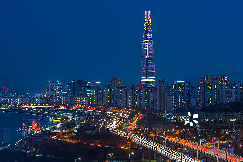 首尔夜景，韩国图片素材