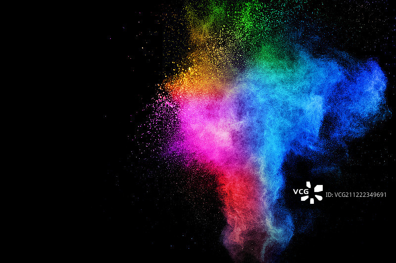 彩色爆炸为快乐的胡里节粉末抽象背景颜色颗粒爆发或飞溅图片素材