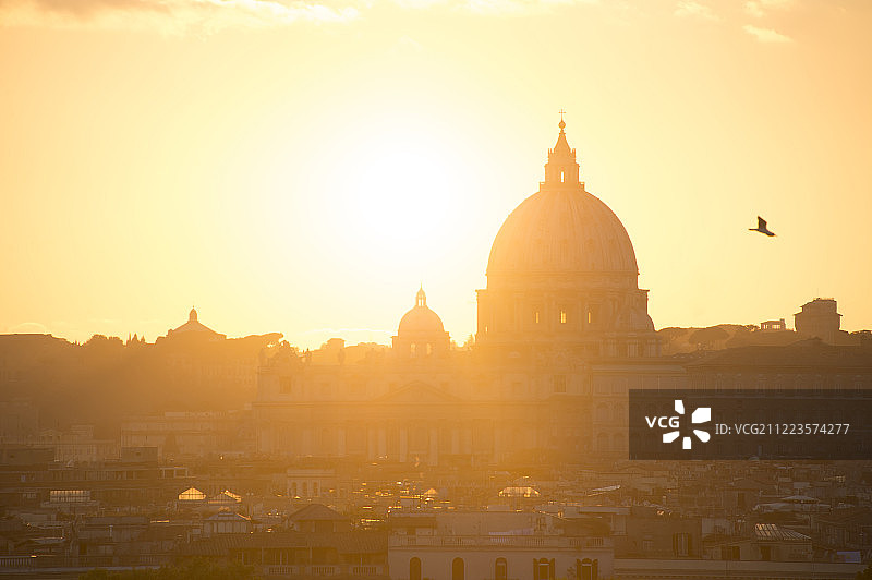 天际线罗马彼得大教堂日落图片素材
