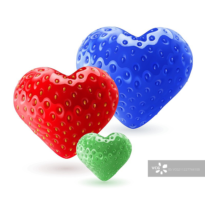 色彩鲜艳的草莓的心图片素材