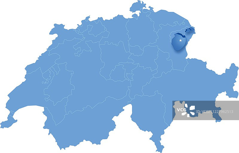 瑞士地图阿彭策尔内罗登被拉出来图片素材