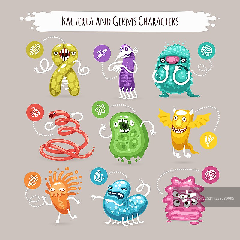 细菌和细菌字符集图片素材
