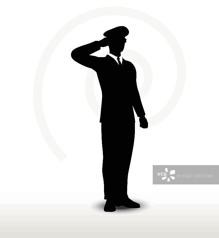 陆军上将的剪影与敬礼手势图片素材