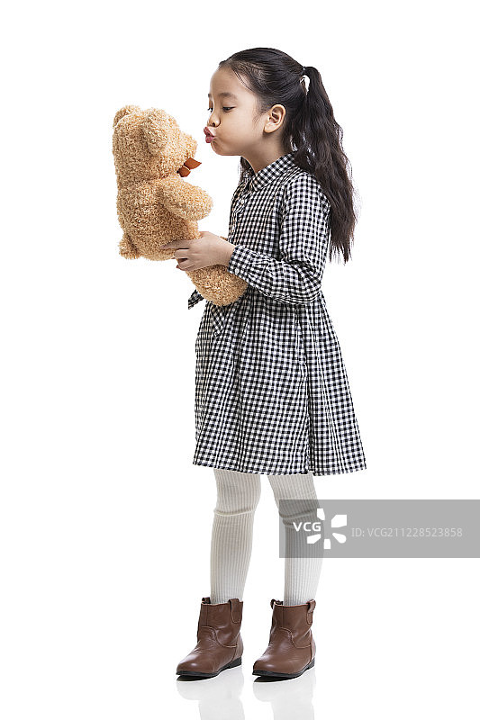 小女孩和泰迪熊图片素材